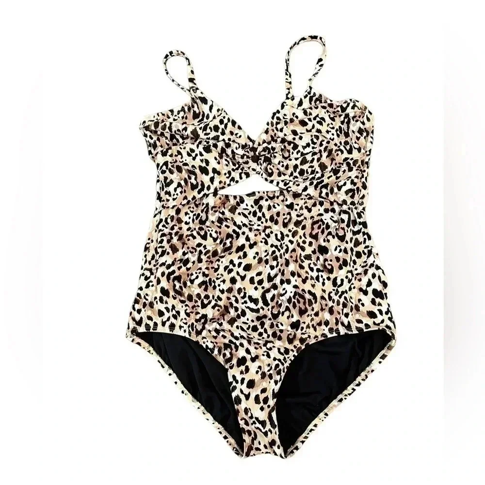 Time and Tru Animal Print One Piece Cut Out Swimsuit Womens size 1X(16W-18W)